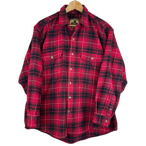 Vintage Field & Stream Heavy Cotton Flannel Men's XL Buffalo Plaid Shirt Red‎